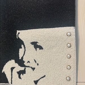 Black and White Beaded Clutch with Pearl Accents